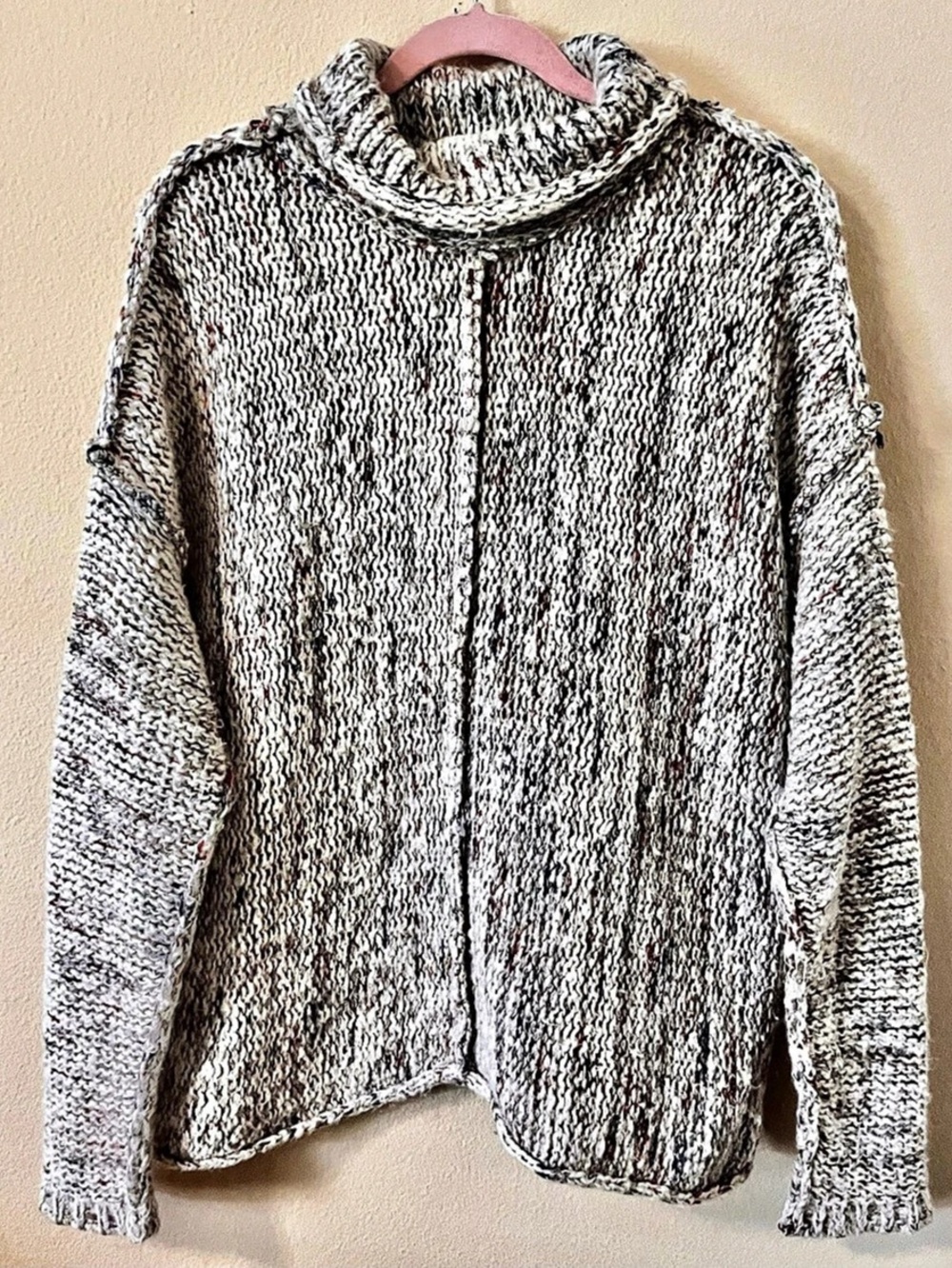 Anthropologie Pilcro Noelle Turtleneck Chunky Knit Sweater size L wool blend